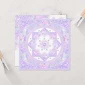 薄紫色のスノーフレークとキラキラしたハート カード (正面/裏面インサイチュ)