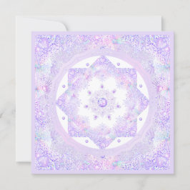 薄紫色のスノーフレークとキラキラしたハート カード