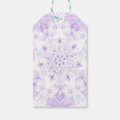 薄紫色のスノーフレークとキラキラしたハート ギフトタグ (裏面)