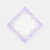 薄紫色のスノーフレークとキラキラしたハート スタンダードランチョンナプキン (角)