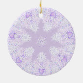 薄紫色のスノーフレークとキラキラしたハート セラミックオーナメント (裏面)