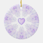 薄紫色のスノーフレークとキラキラしたハート セラミックオーナメント (裏面)