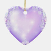 薄紫色のスノーフレークとキラキラしたハート セラミックオーナメント (裏面)