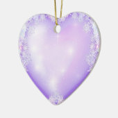 薄紫色のスノーフレークとキラキラしたハート セラミックオーナメント (左)