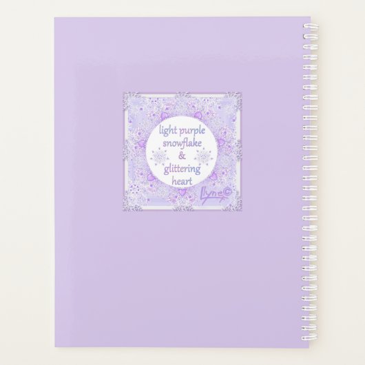 薄紫色のスノーフレークとキラキラしたハート プランナー手帳 (裏面)