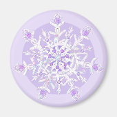 薄紫色のスノーフレークとキラキラしたハート マグネット (正面)