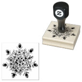 薄紫色のスノーフレークとキラキラしたハート ラバースタンプ (押印)