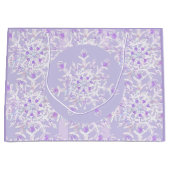 薄紫色のスノーフレークとキラキラしたハート ラージペーパーバッグ (正面)