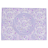 薄紫色のスノーフレークとキラキラしたハート ラージペーパーバッグ (裏面)