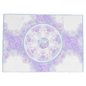 薄紫色のスノーフレークとキラキラしたハート ラージペーパーバッグ (裏面)