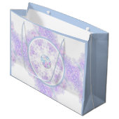 薄紫色のスノーフレークとキラキラしたハート ラージペーパーバッグ (正面アングル)
