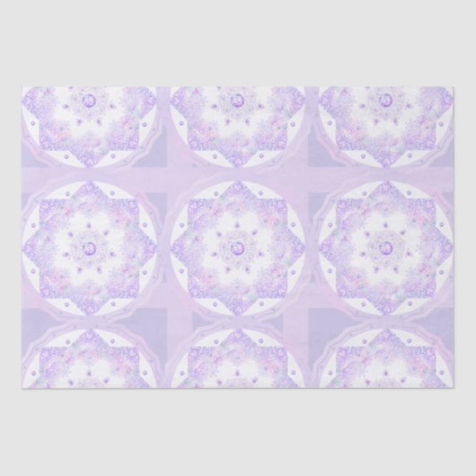 薄紫色のスノーフレークとキラキラしたハート 薄葉紙 (正面)