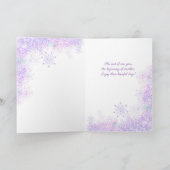 薄紫色のスノーフレークとフロストハート カード (内部)