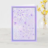 薄紫色のスノーフレークとフロストハート カード (黄色い花)