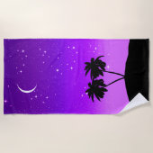 薄紫色のパームツリーシルエット ビーチタオル (正面)