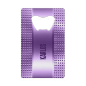 薄紫色のメタリックテクスチャ クレジットカード栓抜き (裏面)