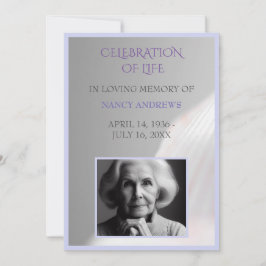 薄紫色の葬儀追悼式 招待状