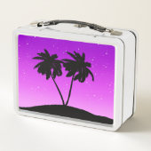 薄紫色メタに対するパームツリーシルエット メタルランチボックス (裏面)