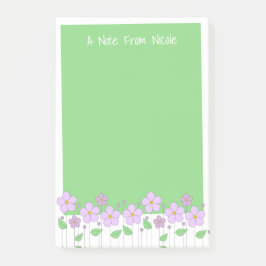 薄紫花と緑のポストイットノート ポストイット