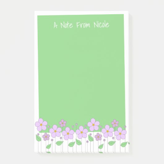 薄紫花と緑のポストイットノート ポストイット (正面)