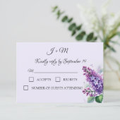 薄紫花フローラエレガントRSVP 出欠カード (スタンド正面)
