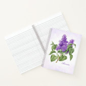 薄紫花ヴィンテージ植物紫色の緑のフローラ ノートブック (内部)