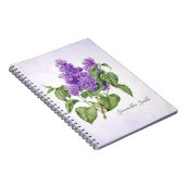 薄紫花ヴィンテージ植物紫色の緑のフローラ ノートブック (右側)