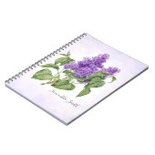 薄紫花ヴィンテージ植物紫色の緑のフローラ ノートブック (左側)