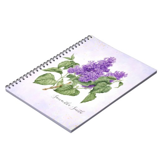 薄紫花ヴィンテージ植物紫色の緑のフローラ ノートブック (左側)