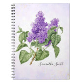 薄紫花ヴィンテージ植物紫色の緑のフローラ ノートブック (正面)