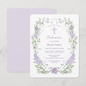 薄紫花枠確認 招待状 (正面/裏面)