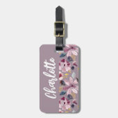 薄紫花柄モノグラム ラゲッジタグ (正面縦)