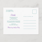 薄紫花植物紫色の緑の赤ちゃんシャワー インビテーションポストカード (裏面)