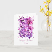 薄紫花母の日札 カード (黄色い花)