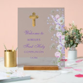 薄紫花第1聖餐式へようこそ アクリルサイン (ウェディング)