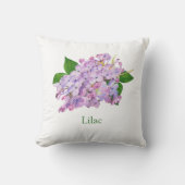 薄紫花紫色の水彩植物色 クッション (正面)
