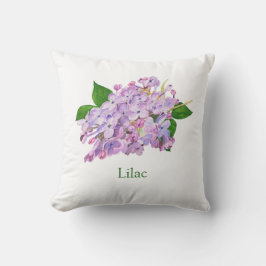 薄紫花紫色の水彩植物色 クッション