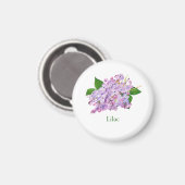 薄紫花紫色の水彩植物色 マグネット (正面/裏面)