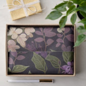 薄紫花紫色ブラックフローラルパターンデコパージュ 薄葉紙 (ギフト)