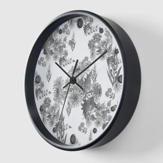 薄紫菊、水色の正方形の壁の塊 壁時計 (傾斜)