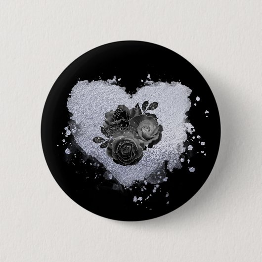*~*薄紫虹色ハート花女黒 缶バッジ (正面)