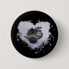 *~*薄紫虹色ハート花女黒 缶バッジ