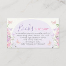 薄紫蝶の赤ちゃんシャワーがブックカードをもたらす