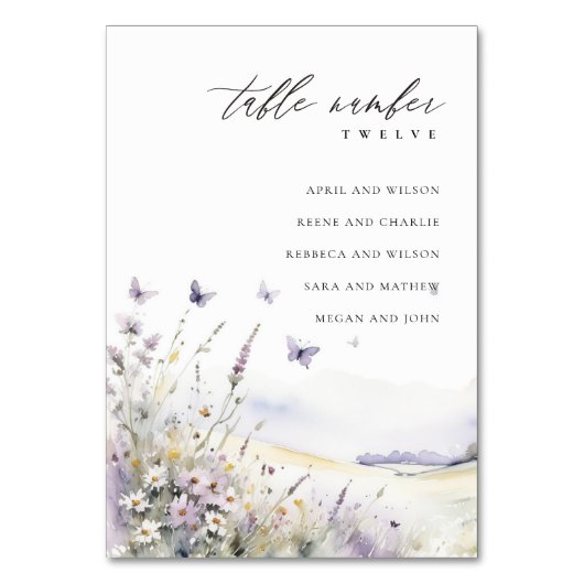 薄紫蝶結婚の座図 テーブルナンバー (正面)