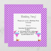 薄紫誕生日パーティーの招待 招待状 (正面/裏面)