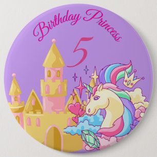 薄紫誕生日プリンセスボタン 缶バッジ
