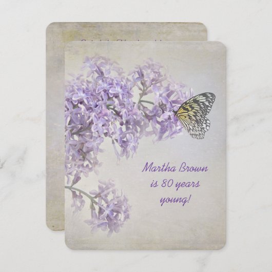 薄紫誕生日招待状 招待状 (正面/裏面)