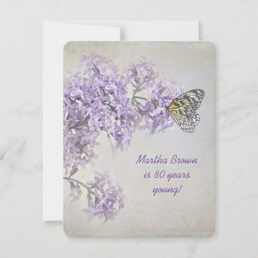 薄紫誕生日招待状 招待状 (正面)