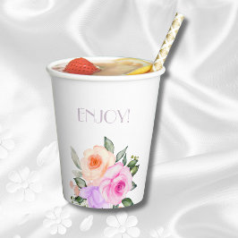 薄紫赤面ピンクブライトフローラバラブライダルシャワー 紙コップ