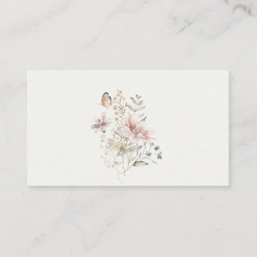 薄紫野草植物展示赤ちゃんシャワー エンクロージャーカード (裏面)